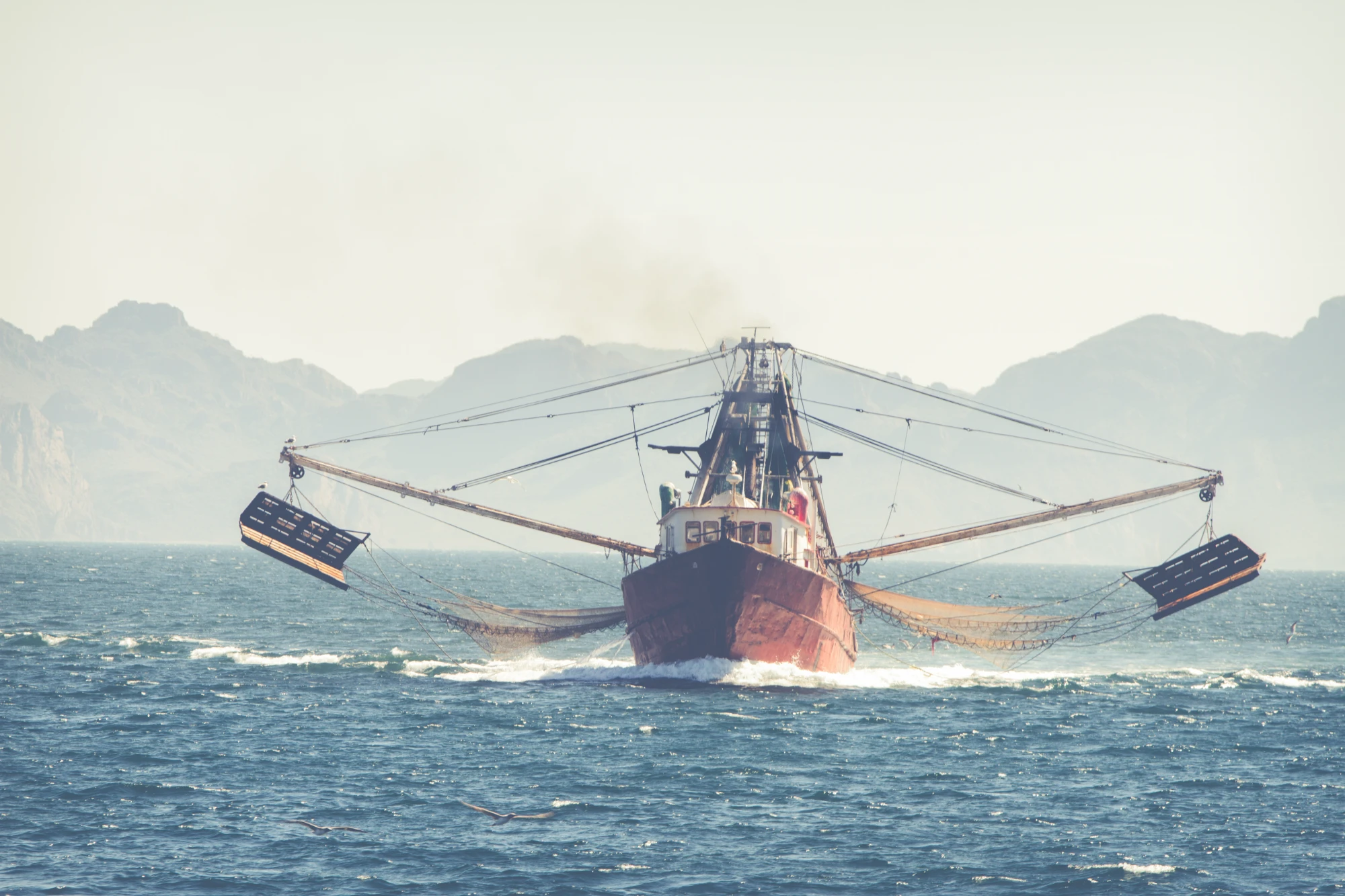 Commercial fishing trawler in the Sea of Cortez, Mexico