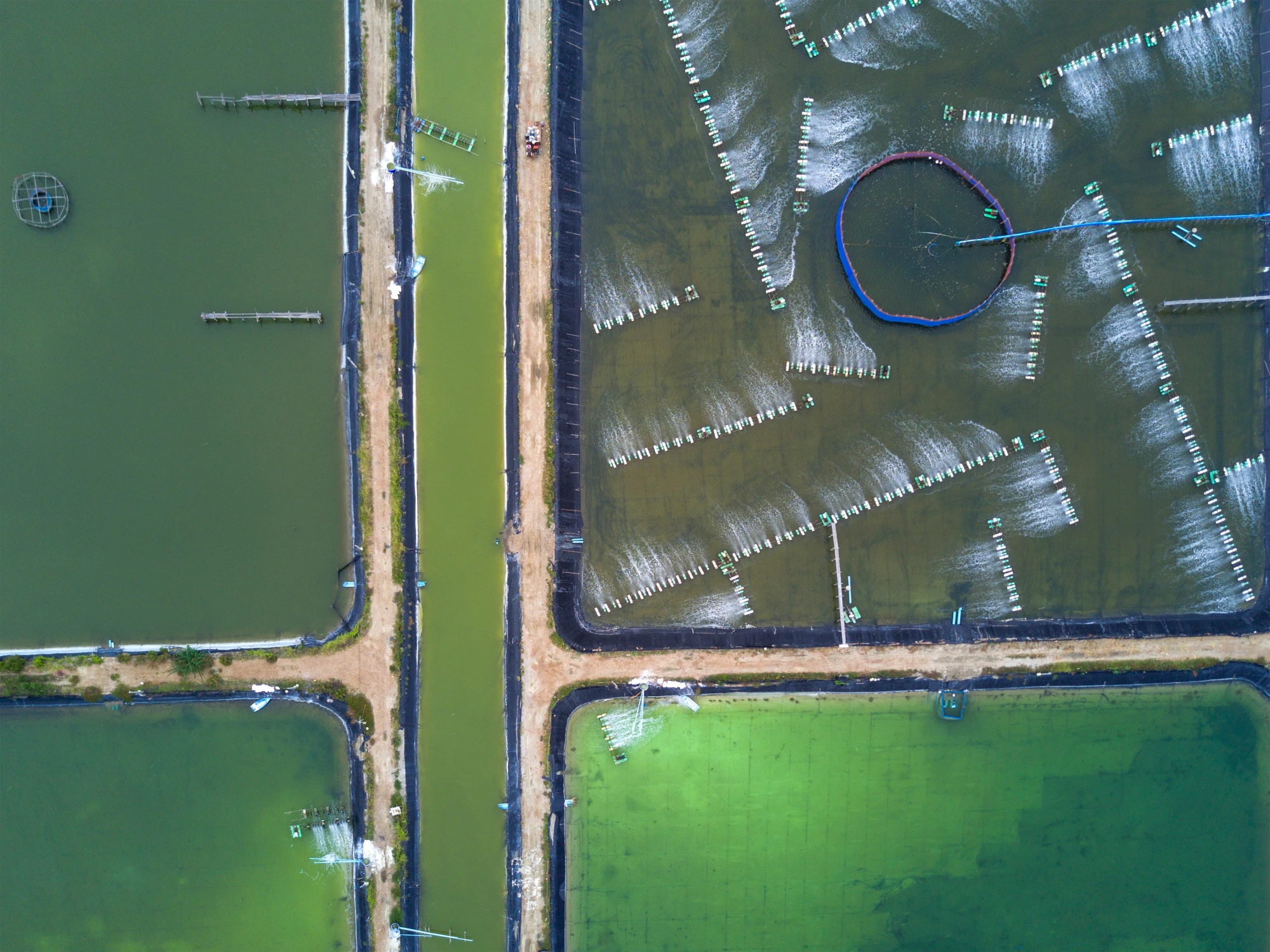 Shrimp farms from above in Sam Roi Yot National Park